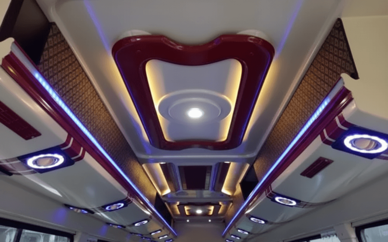 Custom-molded interior panels, seats, and components for modern buses.