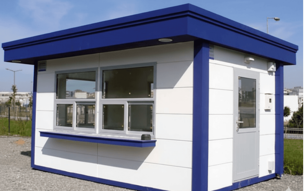 Sturdy and secure cabins for on-site security personnel and checkpoints.